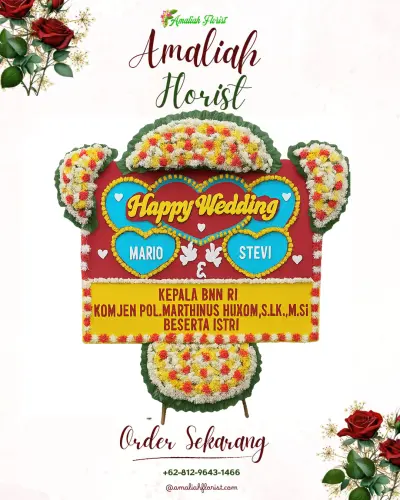 Karangan Papan Bunga Pernikahan di Dembe Jaya